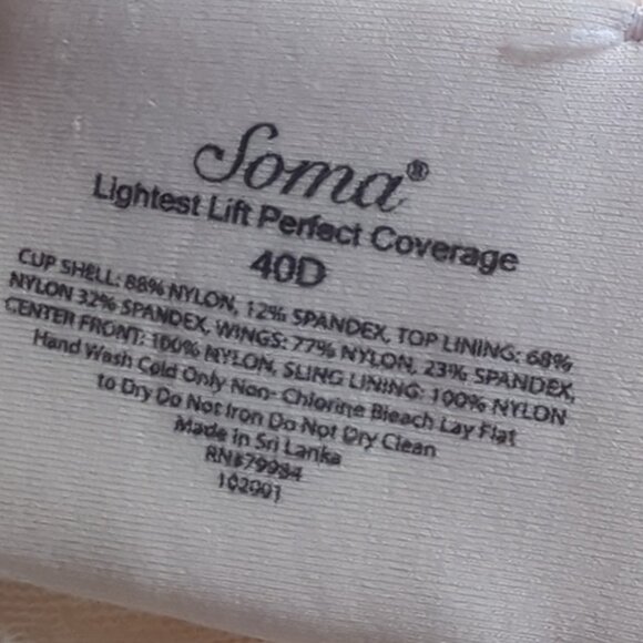 Soma Bra 40D Wired LIGHTEST LIFT Perfect Coverage Multiway Straps - Picture 3 of 3